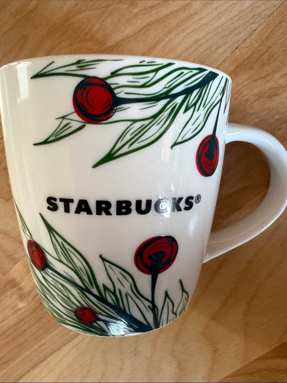 Starbucks Coffee Mug Cup 2020 Christmas Holiday 12 oz. White Red Holly Berries